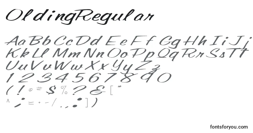 Schriftart OldingRegular – Alphabet, Zahlen, spezielle Symbole