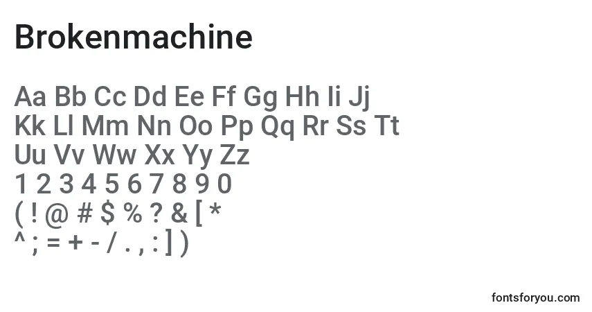 A fonte Brokenmachine – alfabeto, números, caracteres especiais