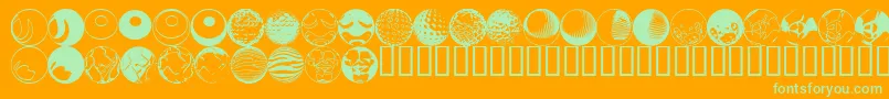 52sphere-Schriftart – Grüne Schriften auf orangefarbenem Hintergrund