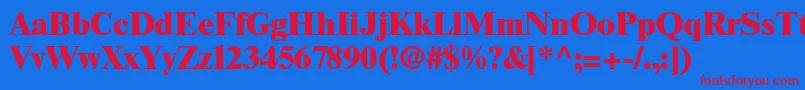 TimesltstdExtrabold-Schriftart – Rote Schriften auf blauem Hintergrund