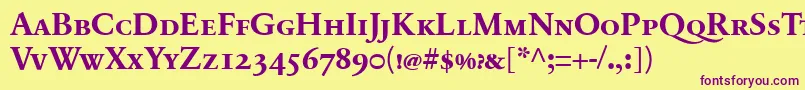 SabonnextLtBoldSmallCaps Font – Purple Fonts on Yellow Background