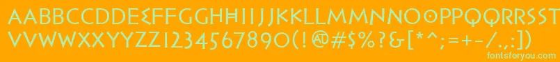PfhellenicaserifproRegular-Schriftart – Grüne Schriften auf orangefarbenem Hintergrund