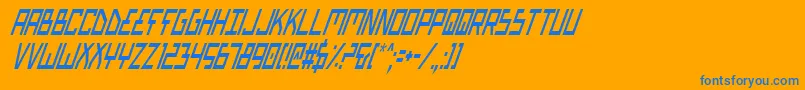 Weitere Informationen zur BionicTypeCondItalic-Schriftart BionicTypeCondItalic-Schriftart – Blaue Schriften auf orangefarbenem Hintergrund