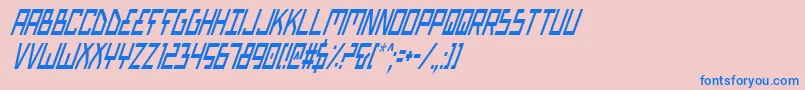 フォントBionicTypeCondItalic – ピンクの背景に青い文字