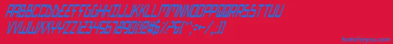 BionicTypeCondItalic-Schriftart – Blaue Schriften auf rotem Hintergrund