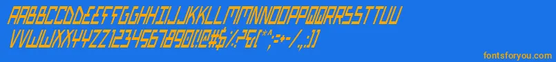 BionicTypeCondItalic-Schriftart – Orangefarbene Schriften auf blauem Hintergrund