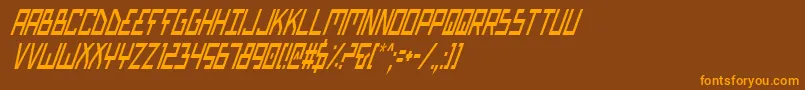 フォントBionicTypeCondItalic – オレンジ色の文字が茶色の背景にあります。