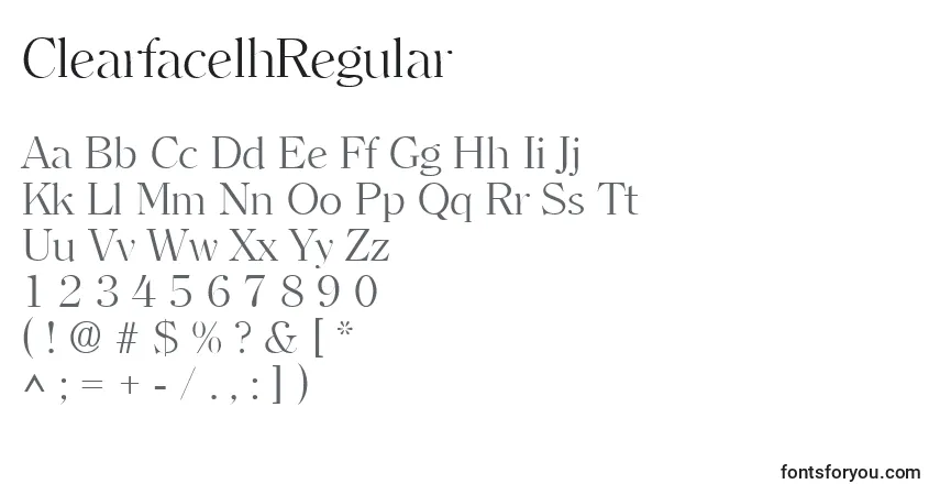 A fonte ClearfacelhRegular – alfabeto, números, caracteres especiais