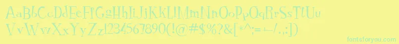 Fonte RocknrollTypoThin – fontes verdes em um fundo amarelo