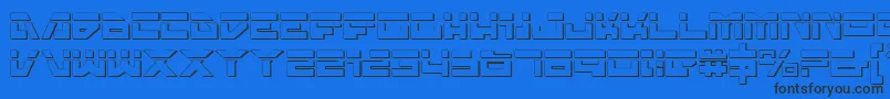 Trajia Laser 3D-Schriftart – Schwarze Schriften auf blauem Hintergrund