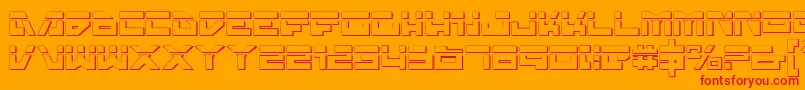 Trajia Laser 3D-Schriftart – Rote Schriften auf orangefarbenem Hintergrund