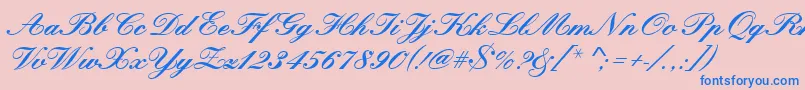 Kunstlerschreibschdbol-Schriftart – Blaue Schriften auf rosa Hintergrund