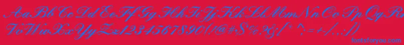 フォントKunstlerschreibschdbol – 赤い背景に青い文字