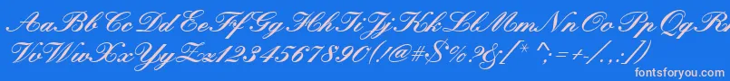 Kunstlerschreibschdbol-Schriftart – Rosa Schriften auf blauem Hintergrund
