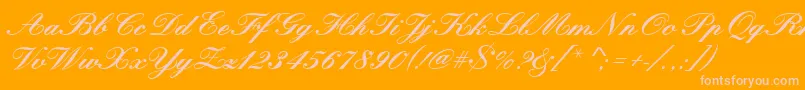 Kunstlerschreibschdbol-Schriftart – Rosa Schriften auf orangefarbenem Hintergrund