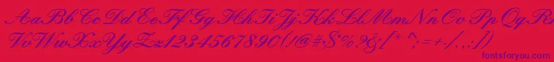 Kunstlerschreibschdbol-Schriftart – Violette Schriften auf rotem Hintergrund
