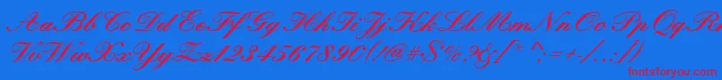 Kunstlerschreibschdbol Font – Red Fonts on Blue Background