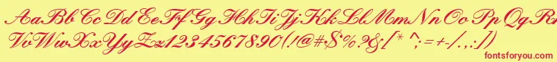 Kunstlerschreibschdbol Font – Red Fonts on Yellow Background