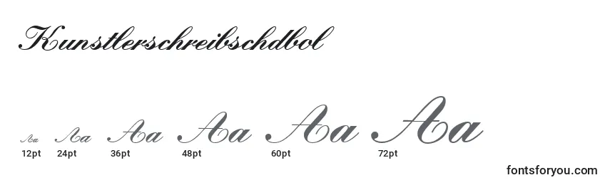 Размеры шрифта Kunstlerschreibschdbol