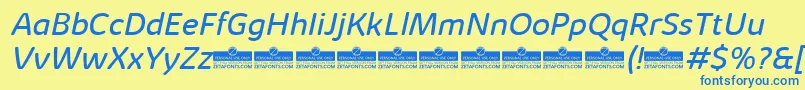 KabrioAbarthBookItalicTrial Font – Blue Fonts on Yellow Background