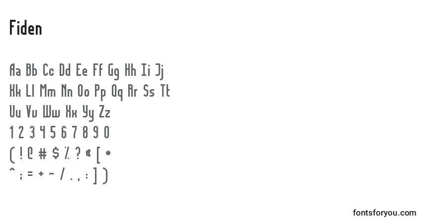 Schriftart Fiden – Alphabet, Zahlen, spezielle Symbole