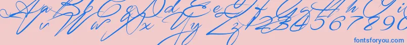 SignaritaZhaiRhianne-Schriftart – Blaue Schriften auf rosa Hintergrund