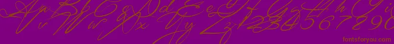 SignaritaZhaiRhianne-Schriftart – Braune Schriften auf violettem Hintergrund