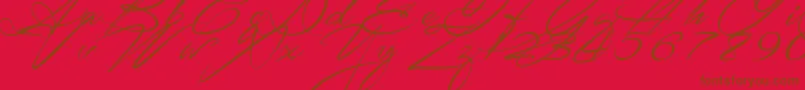 SignaritaZhaiRhianne-Schriftart – Braune Schriften auf rotem Hintergrund