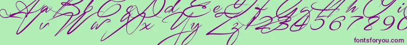 SignaritaZhaiRhianne Font – Purple Fonts on Green Background