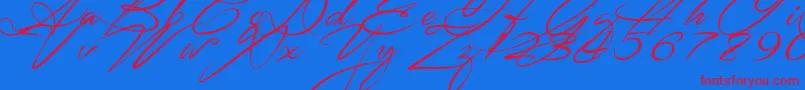 SignaritaZhaiRhianne Font – Red Fonts on Blue Background