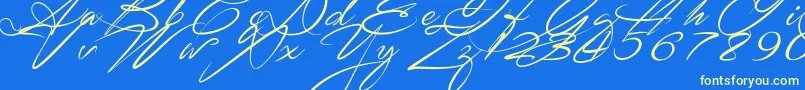 SignaritaZhaiRhianne Font – Yellow Fonts on Blue Background