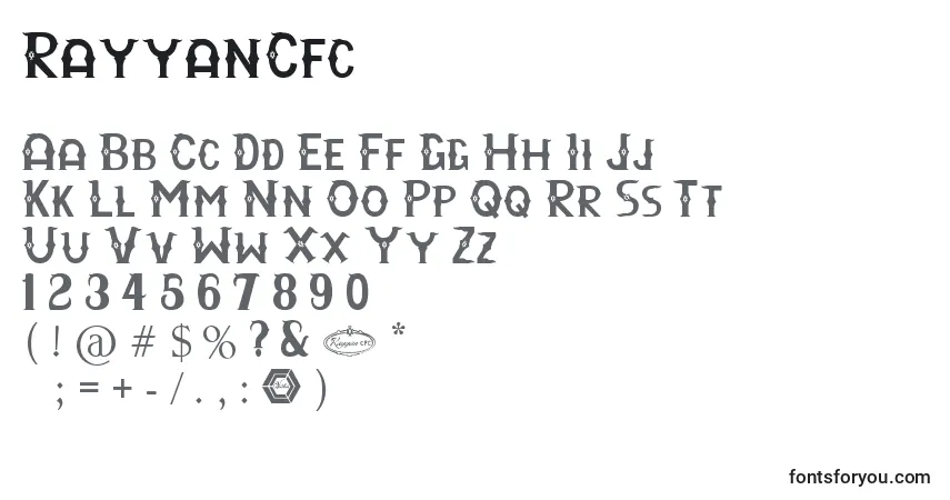 A fonte RayyanCfc – alfabeto, números, caracteres especiais