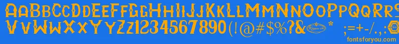 RayyanCfc Font – Orange Fonts on Blue Background