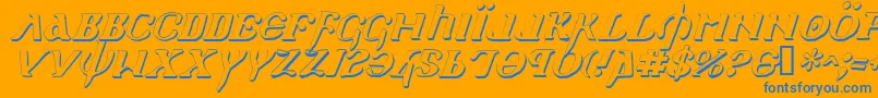 Holyv2si-Schriftart – Blaue Schriften auf orangefarbenem Hintergrund