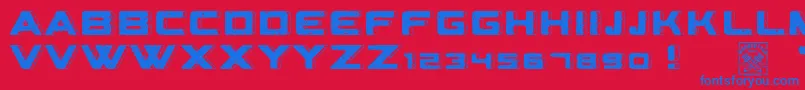 フォントGeometriarquia – 赤い背景に青い文字