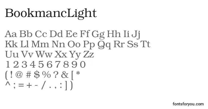 Schriftart BookmancLight – Alphabet, Zahlen, spezielle Symbole