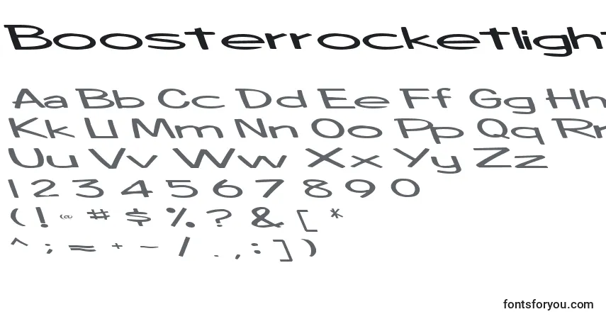 A fonte Boosterrocketlight83RegularTtext – alfabeto, números, caracteres especiais