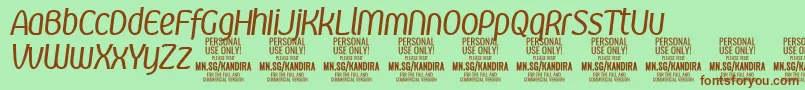 Шрифт KandiraItPersonalUse – коричневые шрифты на зелёном фоне