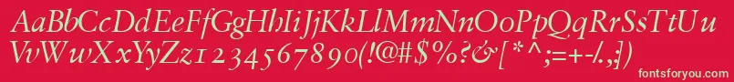 Шрифт GaramondretrospectiveossskItalic – зелёные шрифты на красном фоне