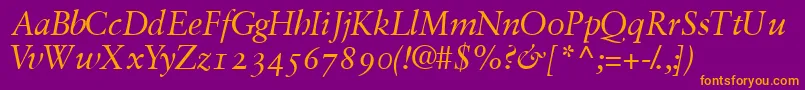 GaramondretrospectiveossskItalic Font – Orange Fonts on Purple Background