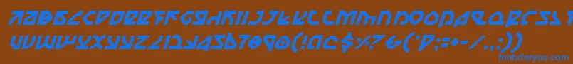 フォントNostroi – 茶色の背景に青い文字