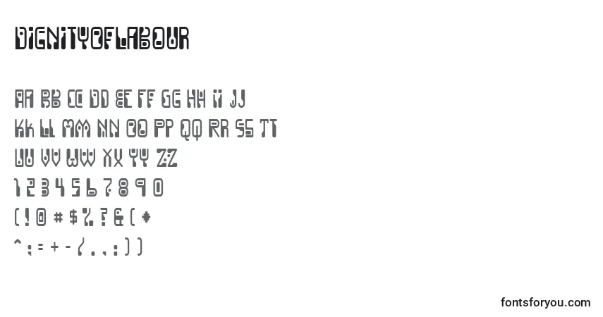 Шрифт DignityOfLabour – алфавит, цифры, специальные символы