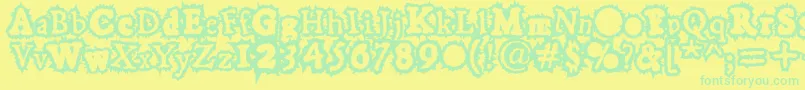 Fonte Hoarygaut – fontes verdes em um fundo amarelo