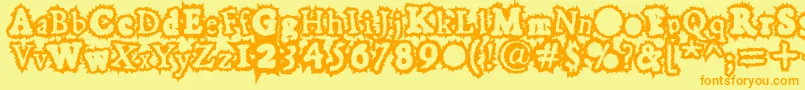 Hoarygaut-Schriftart – Orangefarbene Schriften auf gelbem Hintergrund