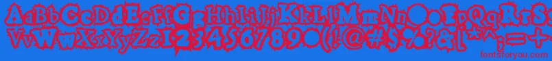 Hoarygaut-Schriftart – Rote Schriften auf blauem Hintergrund