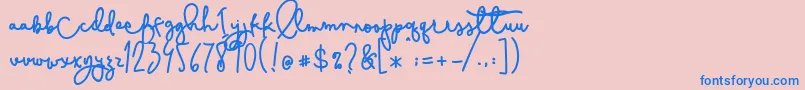 フォントCestlaisabelly – ピンクの背景に青い文字