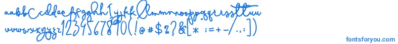 フォントCestlaisabelly – 白い背景に青い文字