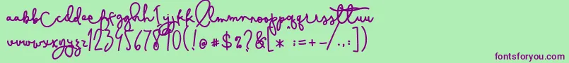 Cestlaisabelly Font – Purple Fonts on Green Background