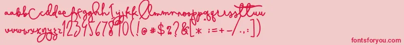 Cestlaisabelly-Schriftart – Rote Schriften auf rosa Hintergrund