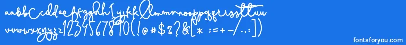 フォントCestlaisabelly – 青い背景に白い文字